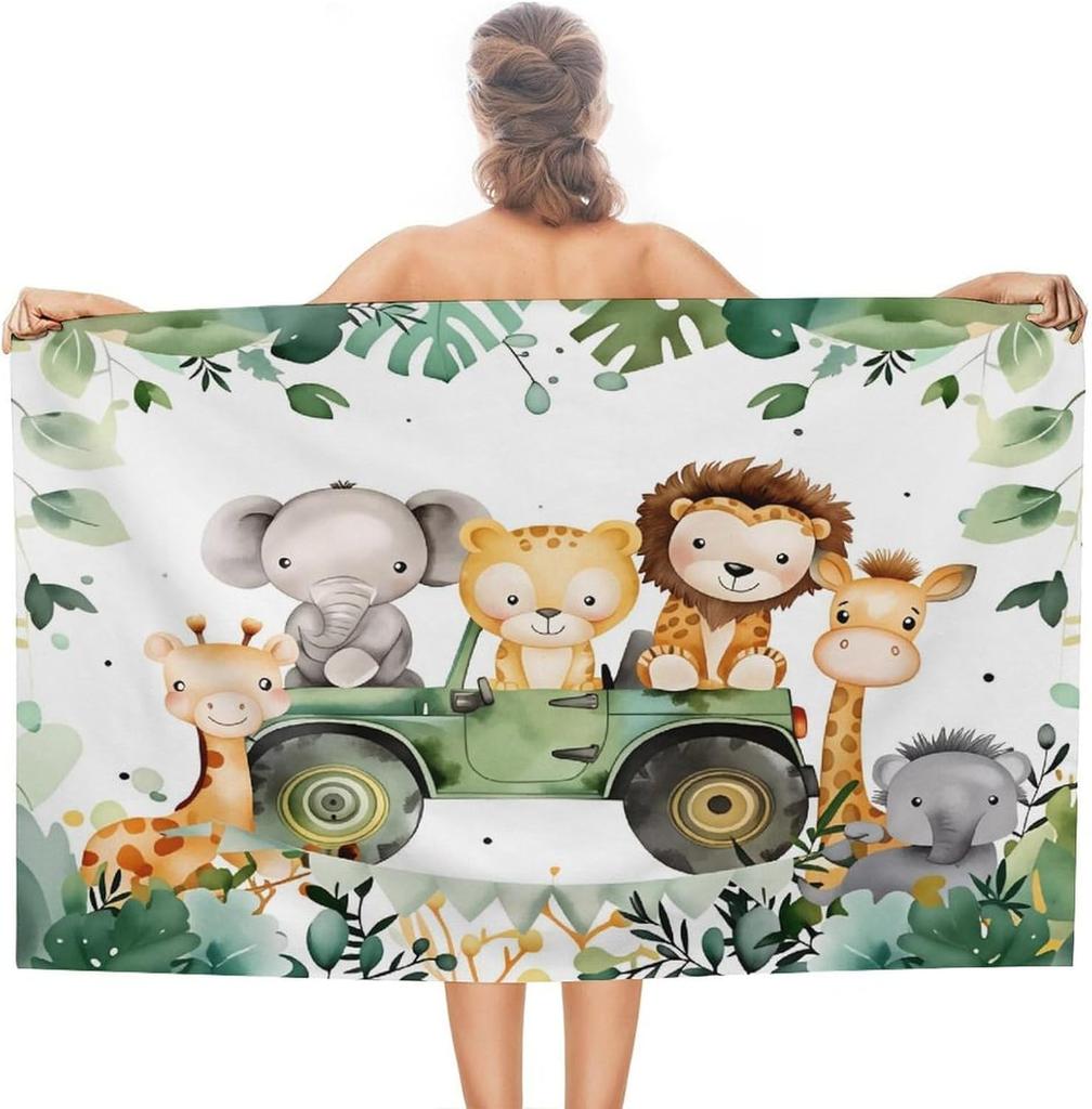 Dinosaur Rainforest Beach Towel Sand Free Quick Dry Bath Towel Large for Adult Kids Pool Swim Camping Essentials Accessories
