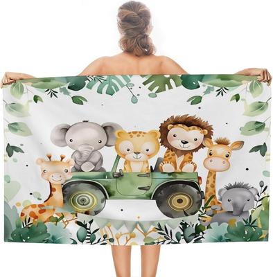 Jungle Safari Animals Beach Towel Sand Free Quick Dry Bath Towel Large for Adult Kids Pool Swim Camping Essentials Accessories