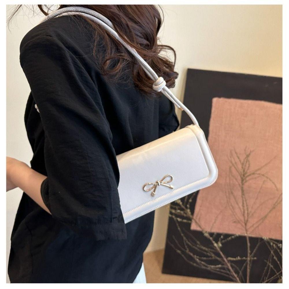 Solid Color Bow Crossbody Bag Korean Armpit Bag Fashion Underarm Bag  Handbags