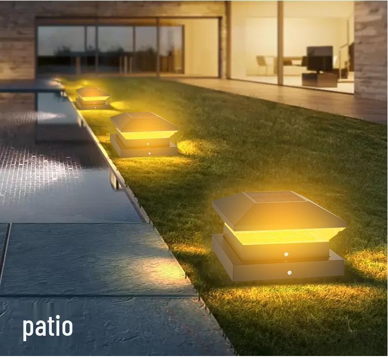 Patterned Solar Pillar Light for Outdoor Courtyard, Villa Gate, or Wooden Post