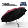 Ten-Bone Automatic XL Sunshade Umbrella: Dual-Use, Rain or Shine, Folding Sun Umbrella with Black Glue Coating.