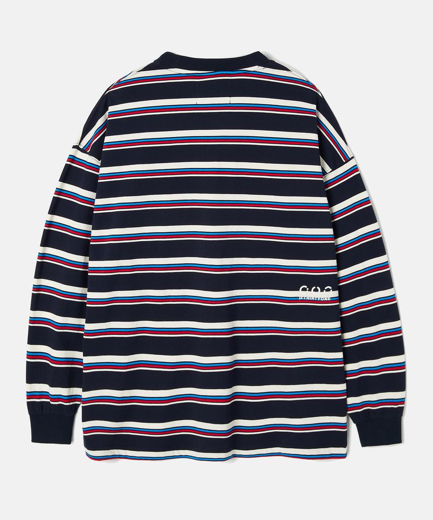 DTHIRTYONE Multi Stripe Long-Sleeved T-Shirt (Navy)
