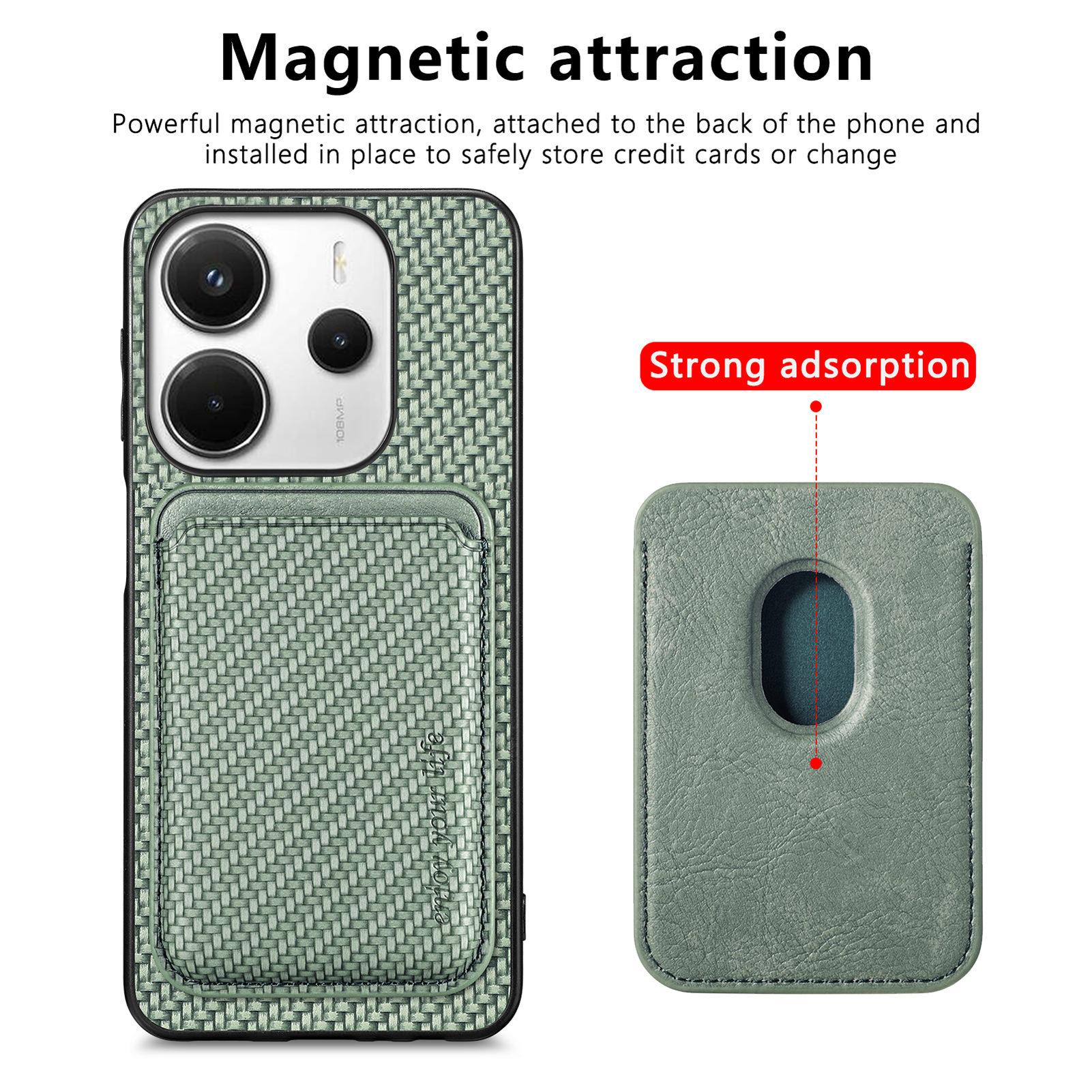 

For Xiaomi Redmi Note 14 5G Case Magnetic Detachable Card Holder Phone Back Cover Brown