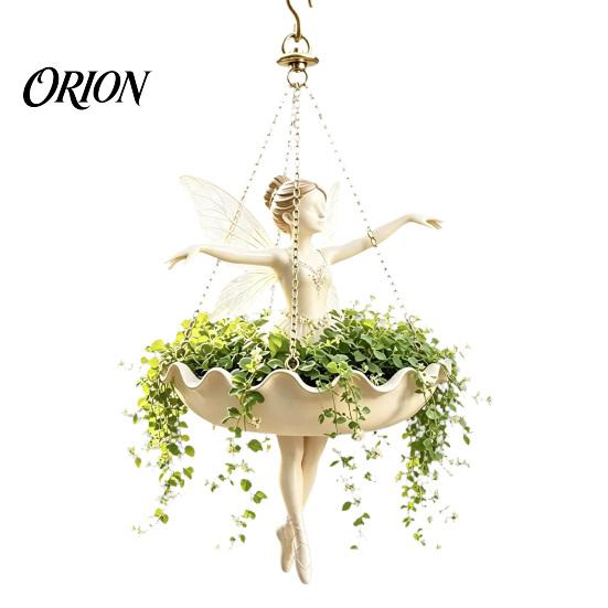 Small Herbaceous Plant Container Ballet Dancer & Mermaid Hanging Planter, Resin Shell-Shaped Flower Pot with Metal Chains, Lightweight Basket