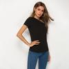 Europäischer Stil Sommer Damen Einfarbige Schrägschulter Oberteile Enges Kurzarm-T-Shirt