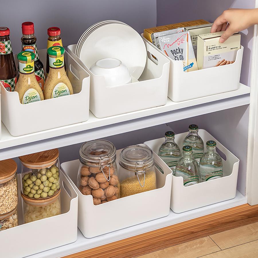 Cabinet Desktop Organizer Plastic Storage Box Multifunctional Seasoning Jar Tableware Storage Case Kitchen Storage Organization