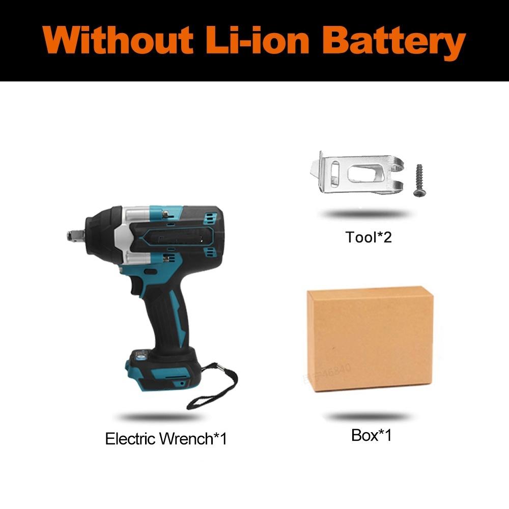 1800N.M Torque Brushless Electric Impact Wrench For Trucks 1/2 inches Cordless Wrench Driver Tool For 18V Battery Blue 388VF