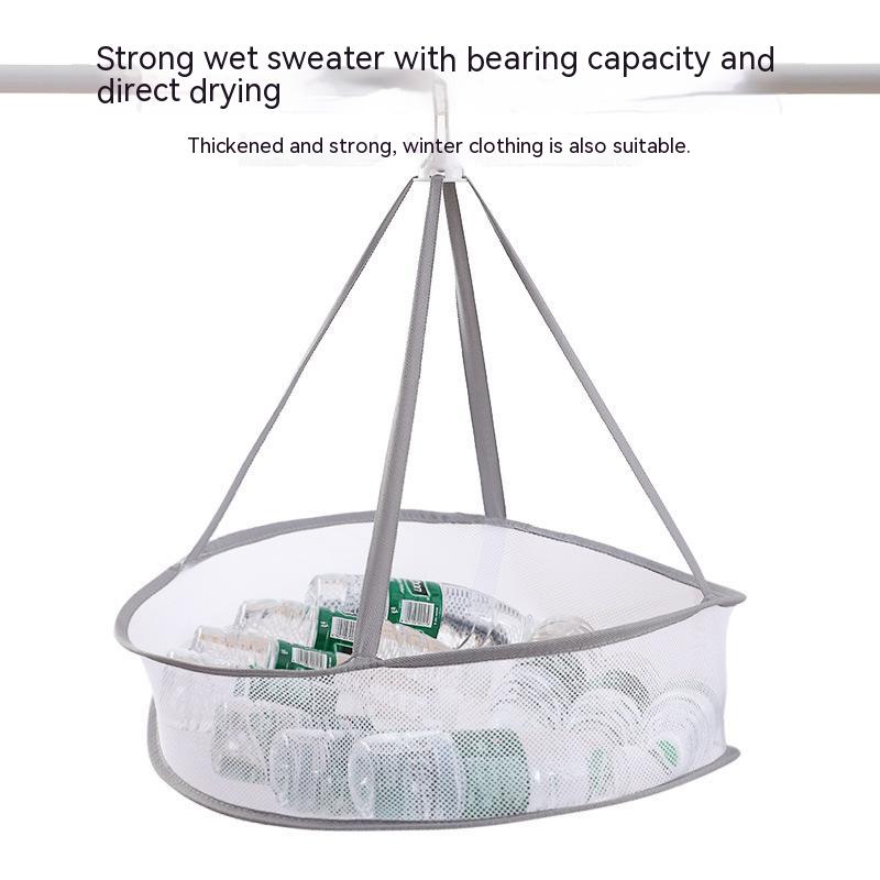 Rede de roupas dobrável de camada dupla simples e moderna, artefato de armazenamento de roupas internas, malha de poliéster, cesta de roupas à prova de vento