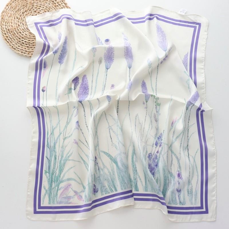 

70см Платок с цветочным принтом для женщин Шелковый атласный бандана Головные платки Женский квадратный ободок Маленькие шали Шейные платки для женщин 70cmX70cm