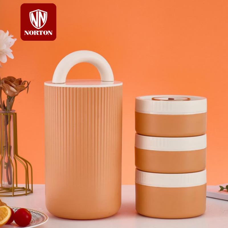 NORTON NN304 1800ml 3-Layer Stainless Steel Insulated Lunch Box with Handle