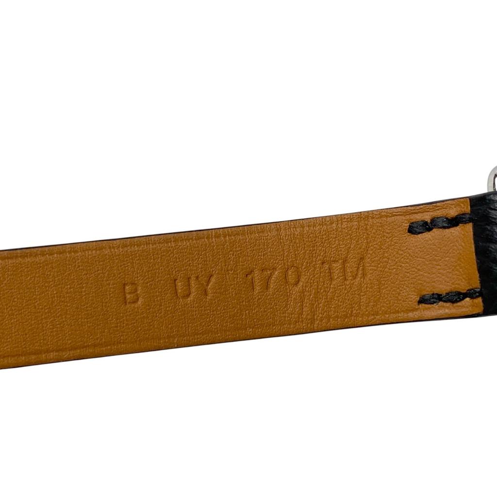 Used HERMESbracelet black/Silver leather mens