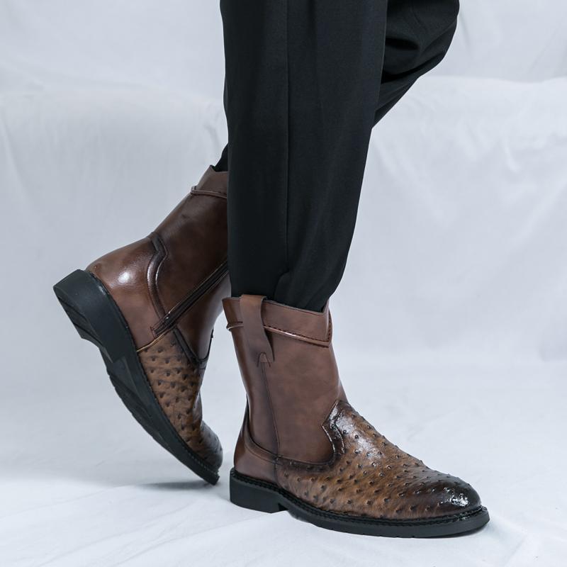 Golden Sapling Men's Boots Western Style Punk Shoes Casual Men Chelsea Boot Classics Leisure Flats Platform Footwear