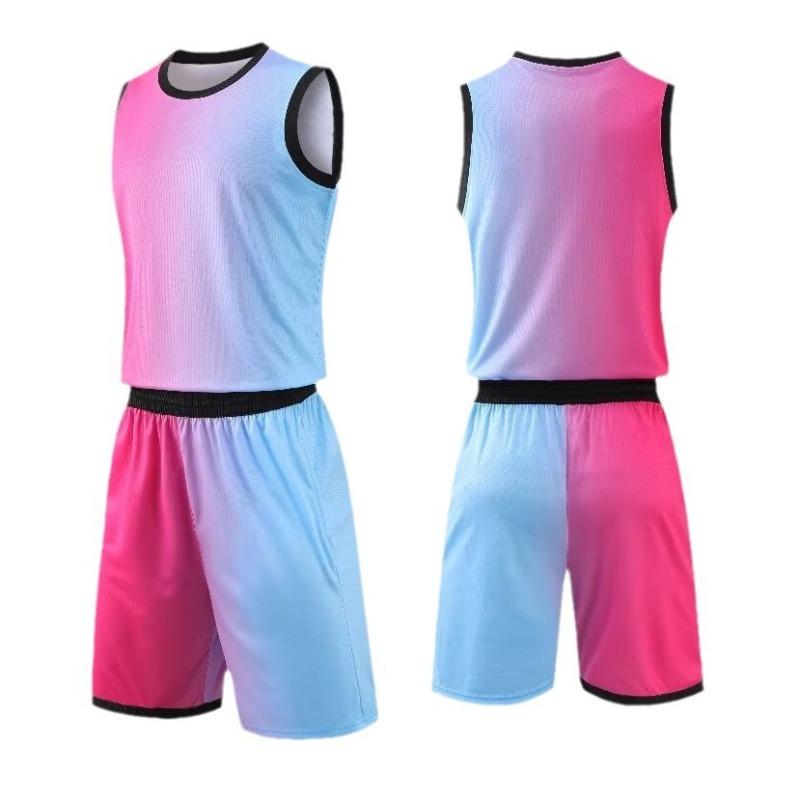 Light Plate Heat Gradual Change Basketball Jersey Adult Suit Team Game Training Jersey Double Side Bag