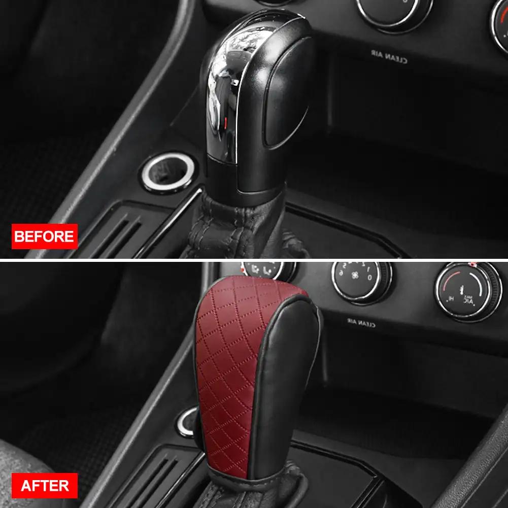 Auto-Schaltgriffabdeckung, PU-Leder, rutschfest, verschleißfest, Schaltknauf-Dekor, Schutzhülle, universelles Auto-Innenzubehör