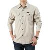 Large Size Men 'S Long -Sleeved Shirt Solid Color Men 'S Casual Loose Overalls Shirt Men