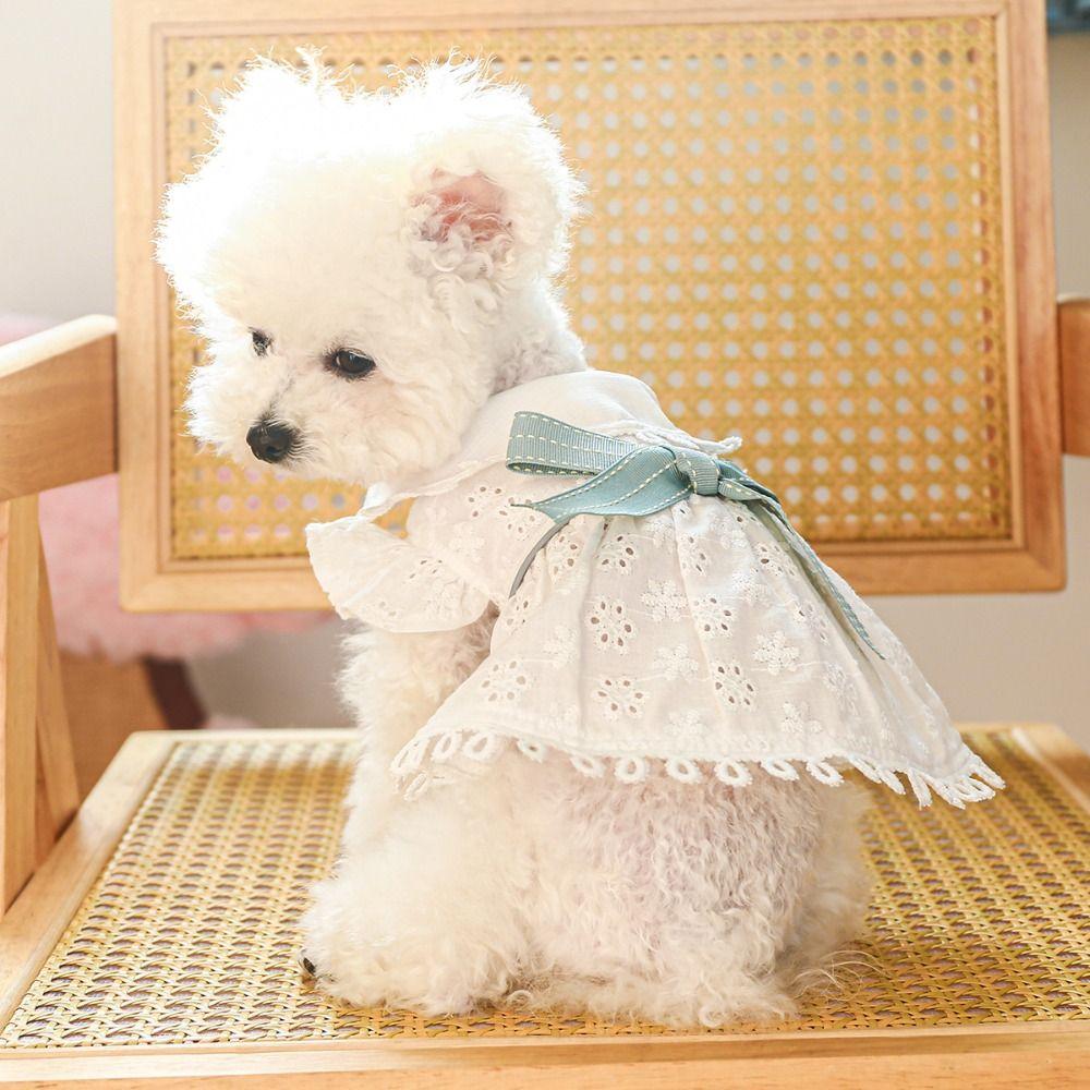 Hollow Out Puppy Skirt Skin-friendly Pet Skirt Pet Clothes Spring Cat Dog Dress  For Cat Dog