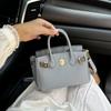 Lychee pattern platinum bag mini leather handbag large capacity bag women's new trendy fashion shoulder bag