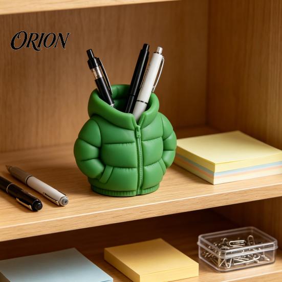 Smooth Surface Pen Holder 3D Printed Down Jacket Holder, Funny Puffer Pencil Creative Desk Organizer Mini for Office Supplies, Cute Stationery