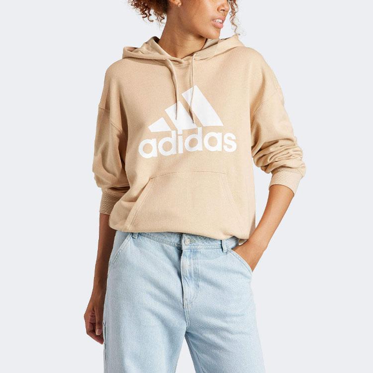 adidas Essentieller Buchstaben-Logo-Print Locker Langarm-Hoodie Damen Hoodies Beige IR5448