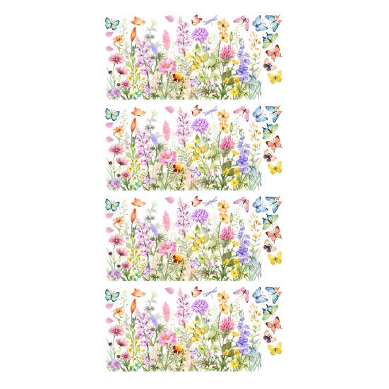 Bunte Blumendekor Wildblumen Schmetterlinge Grünes Gras Wandsticker Abnehmbar Abziehen