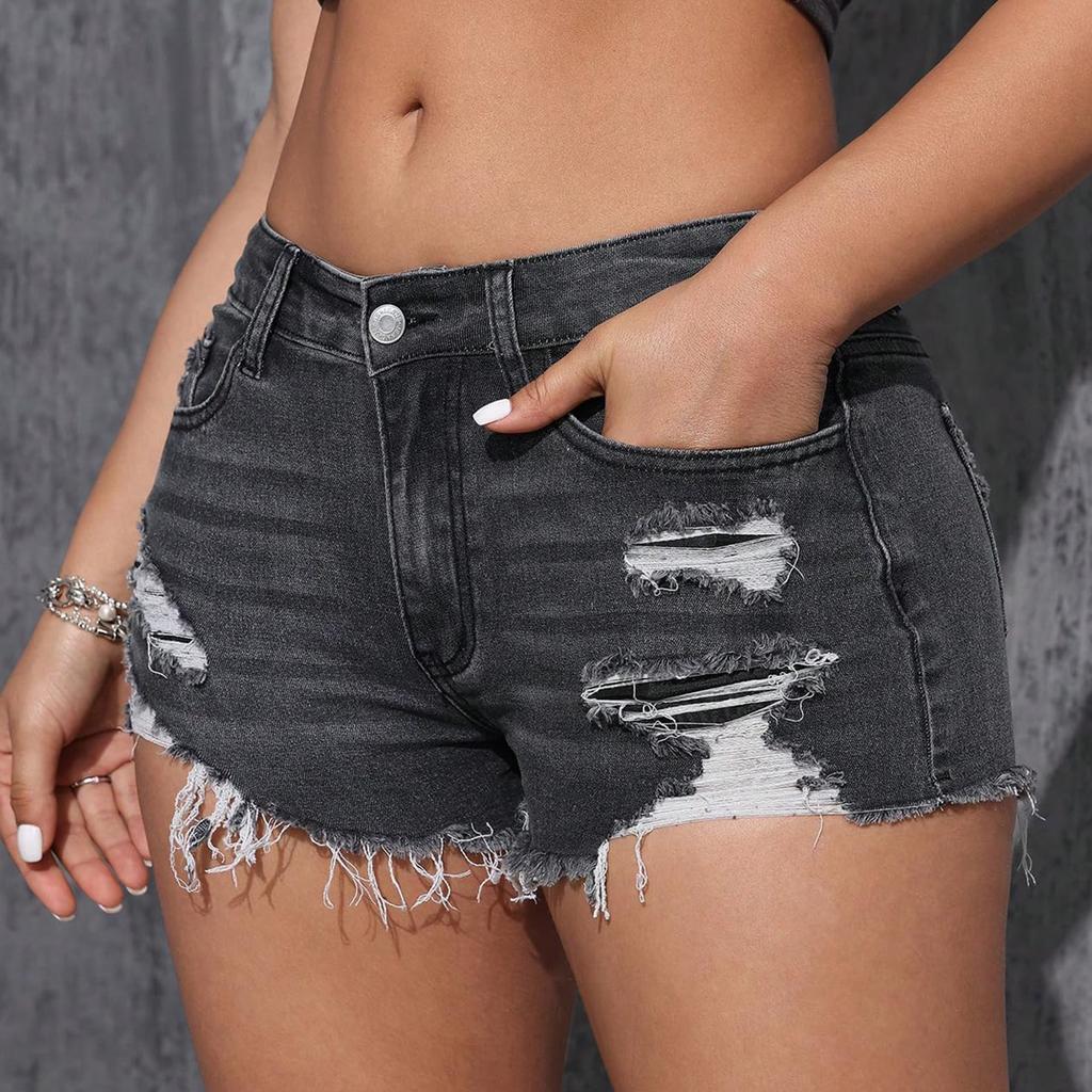 Women High Waisted Baggy Wide Leg Denim Shorts Casual Jean Shorts
