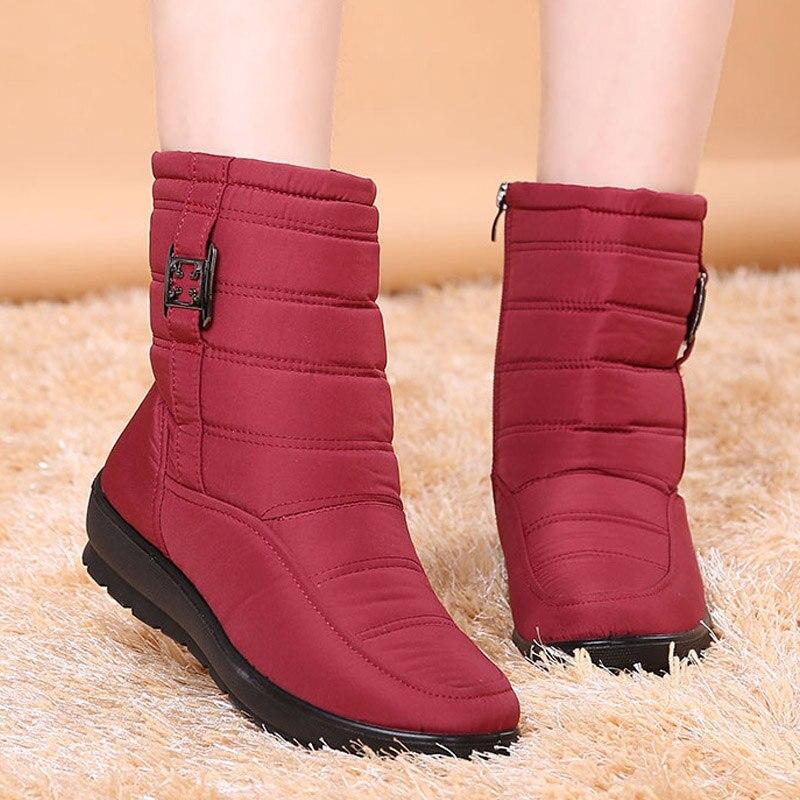 Damen Winterstiefeletten mit Plateau-Keilabsatz, wasserdicht, Schneestiefel, bequem, dicker Plüsch, warme Stiefeletten, Damenschuhe, Botas Mujer