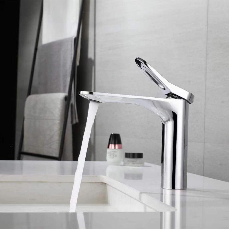 Black Gunmetal Brushed Gold Chrome Dual-Temperature Basin Faucet
