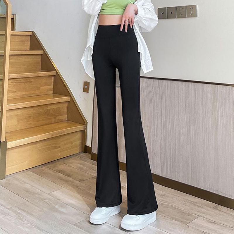 

2025 Women s High Waist Flared Black Leggings - Elastic Slimming Narrow Leg Horseshoe Pants for Spring/Summer XL (Recommended 130-150 Jin)