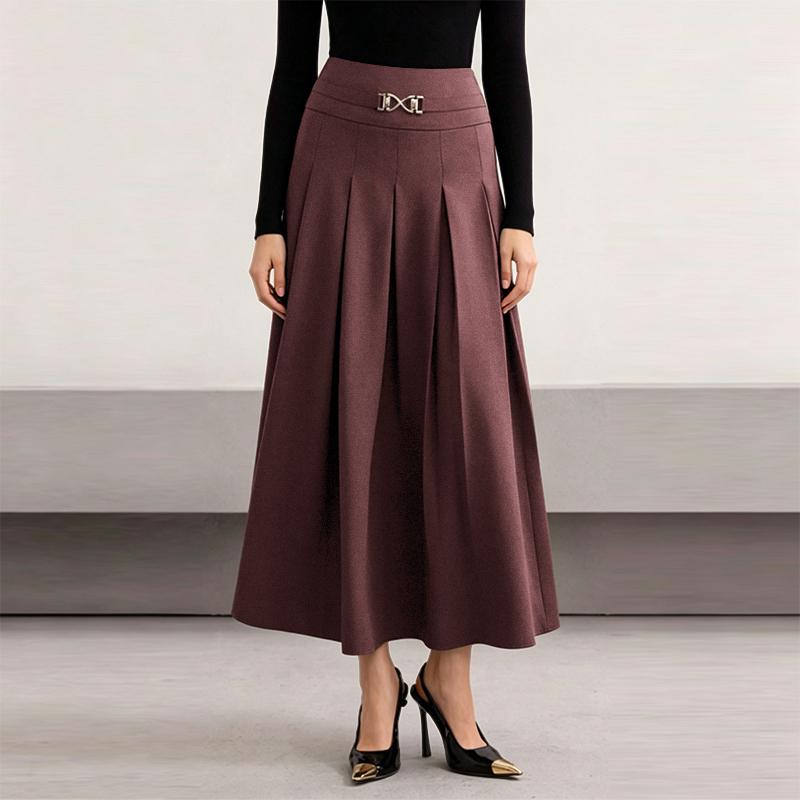 

ZANZEA Women Elegant Casual Solid Color Loose Long Skirts 5XL вина червоного кольору