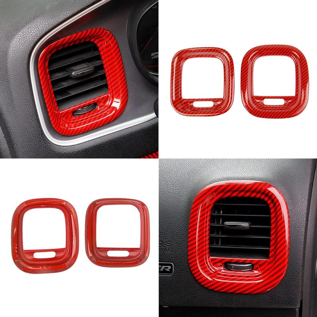 crosselec Red Carbon Fiber Air Vent Cover AC Outlet Trim kit for Dodge Charger 2015+