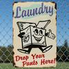 Vintage HEMITONG Laundry Metal Sign "Drop Your Pants Here" - Garage Wall Decor with Rat Rod Stickers, Ideal Gift