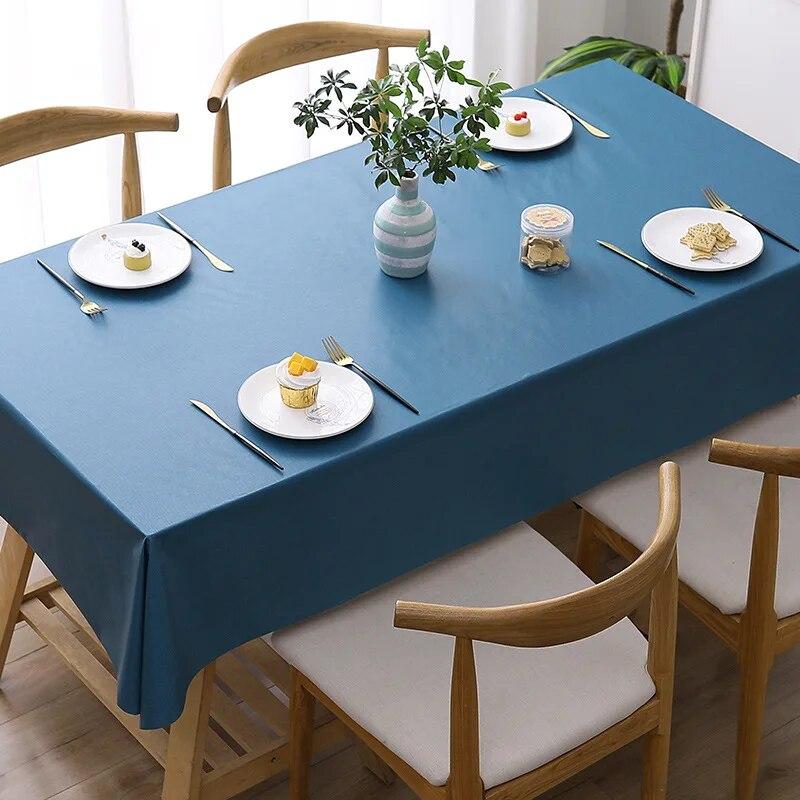 Table Cloth Waterproof Solid Color Dining Tablecloth Rectangular PVC Oil Resistant Mat Home Decoration Easy To Clean Table Cover