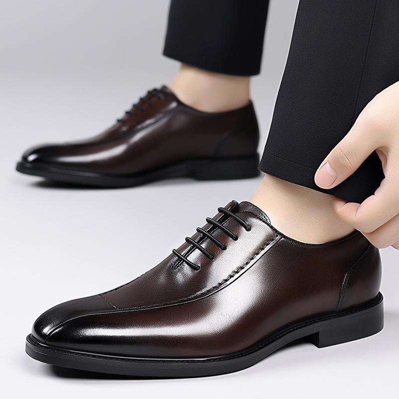 Mens Genuine Leather Oxford Shoes Square Toe Business Casual Dress Office Wedding Formal Events
