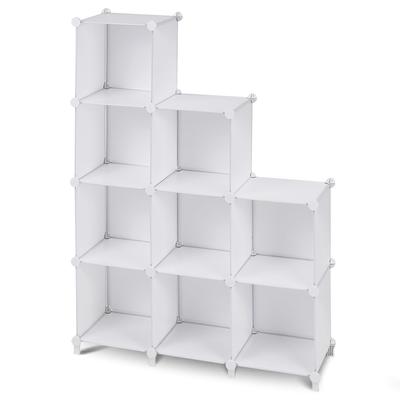 VECELO Storage Rack, Color Box, 9 Boxes, White, 96cm Wide X 32cm Deep X 129cm High, 4.95kg Neatly Hide Toys and Household Items. Space-saving and