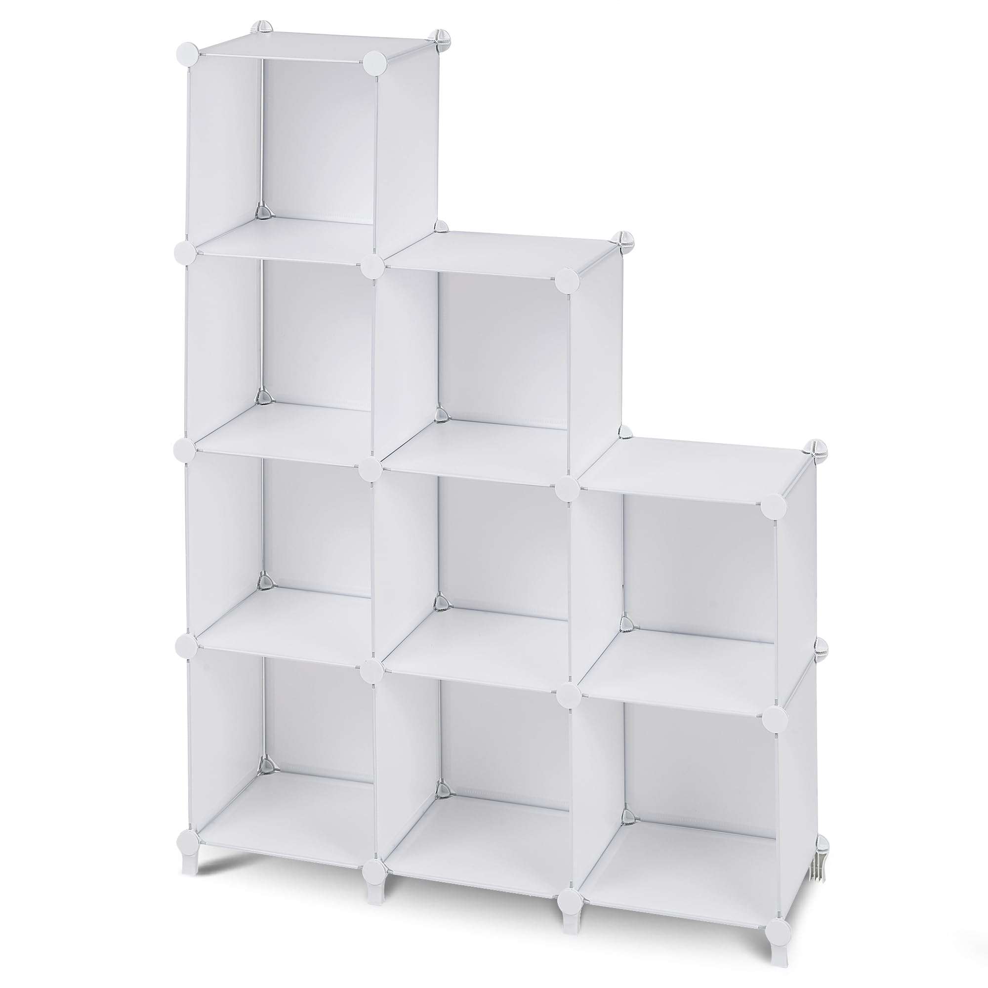 

Стеллаж для хранения VECELO, Цветная коробка, 9 коробок, Белый, 96 см шириной x 32 см глубиной x 129 см высотой, 4,95 кг Аккуратно скройте игрушки и предметы домашнего обихода. Компактный и