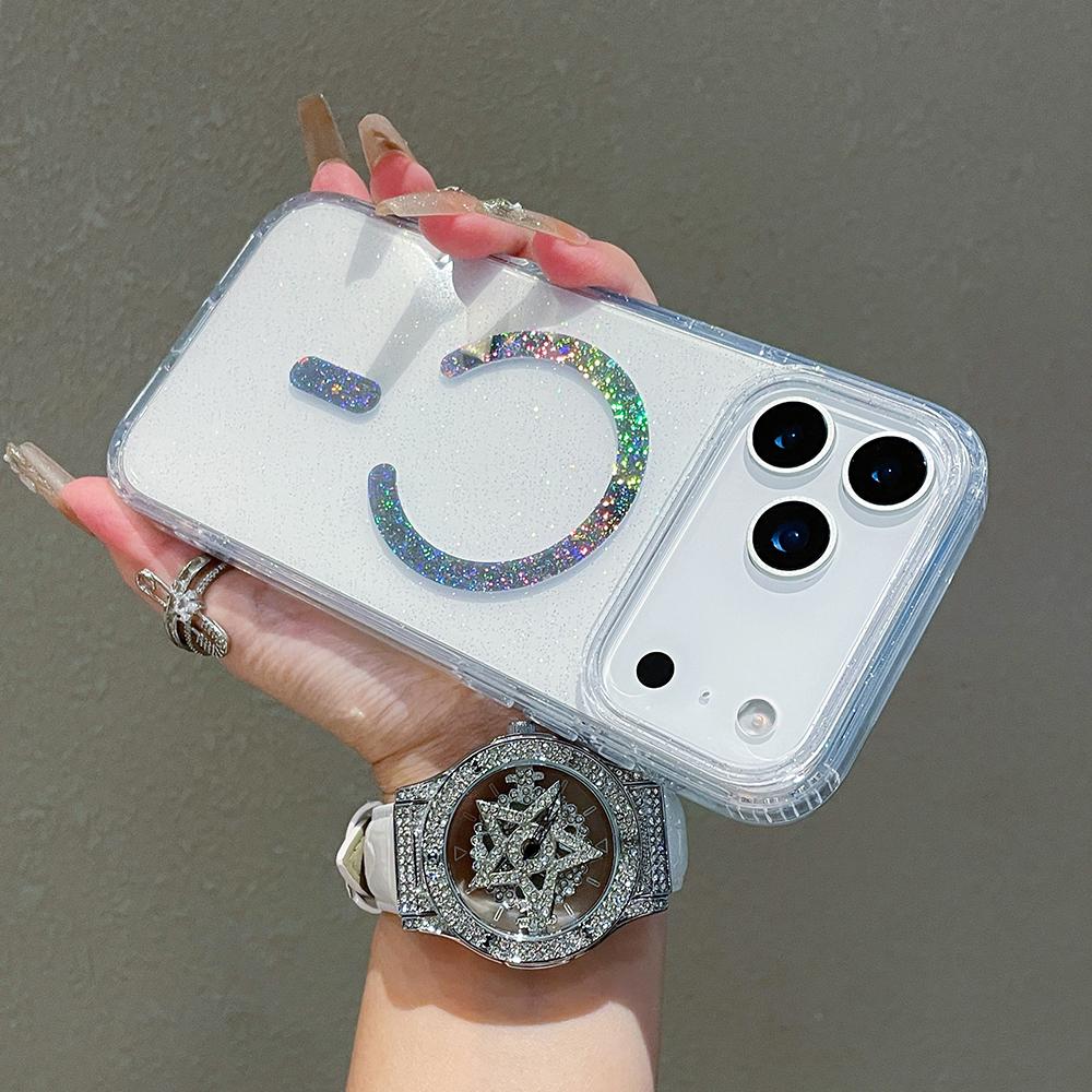 Laser Glitter For Magsafe Phone Case For iPhone 17 16 15 14 13 12 11 Pro Max Magnetic Wireless Charge Shockproof Hard Back Cover