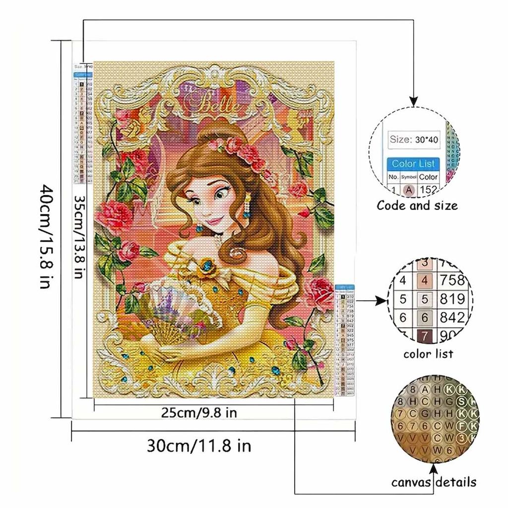 5D Diy Diamond Painting The Fan and The Princess Full Drill Rhinestones Mosaic Embroidery Handmade Products Home Decor Gift