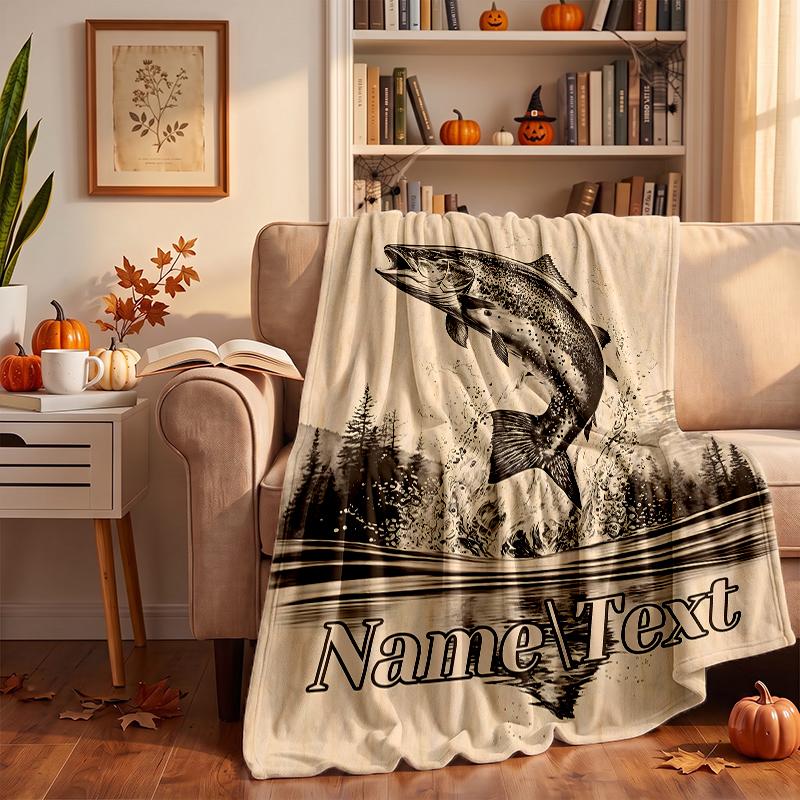 fishing Custom Flannel Blankets Soft Warm Cozy Throws for Home Decor Holiday Gifts