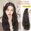Korean Style Half Headband Wig Hair Hoop Long Wavy Curly  Hair Wide Knit Headband Wig  Daily Wear