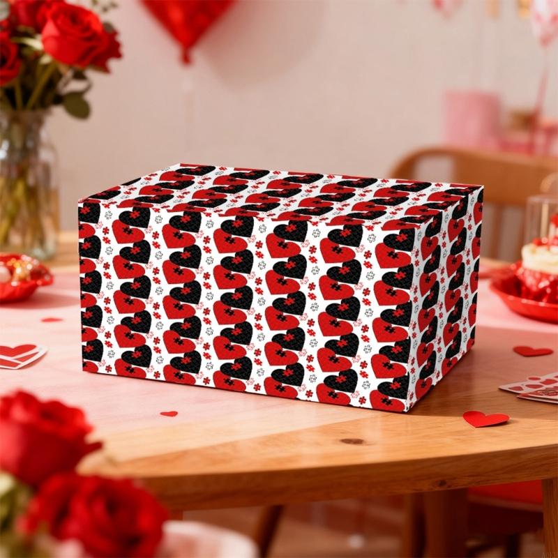 4Pcs Valentine's Day Wrapping Paper Love Heart Print Wrapping Paper for Wedding A0KF