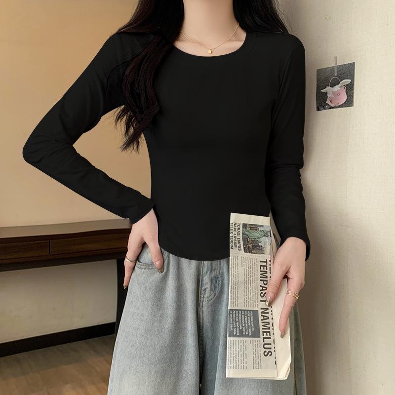 White Long-sleeved T-shirt for Women In Early Spring and Autumn, Special Slim Fit Inner Bottom Shirt Short Small Top