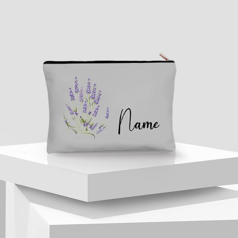 Flower Personalized Name Lipstick Bag Travel Make Up Pouch Kawaii Coin Purse Aesthetics Cosmetic Organizer Gift for Your Lover