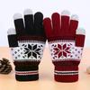 Winter Warm Knitted Gloves Fashion Snowflake Embroidery Touchscreen Gloves For Women Men New Year Gift
