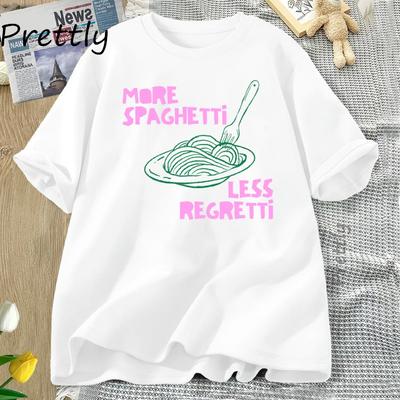 Spaghetti T-Shirt Pasta Liebhaber T-Shirt Italienisches Essen T-Shirt Unisex Damen Lustig Baumwolle Kurzarm Grafik T-Shirts Damenbekleidung