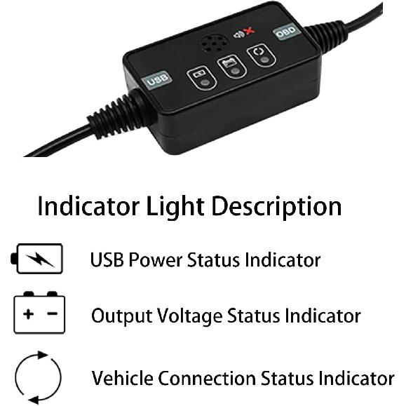 USB Powered Vehicle OBD II Connector Memory Saver With Buzzer, Car ECU Emergency Power Supply Cable, Automotive Battery Replacement/Disconnect Tool,