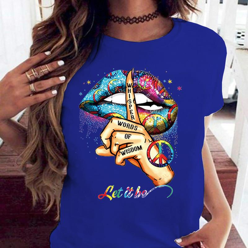 

Летние женские футболки с круглым вырезом, креативным принтом рта 3D и короткими рукавами, модные и повседневные 6XL