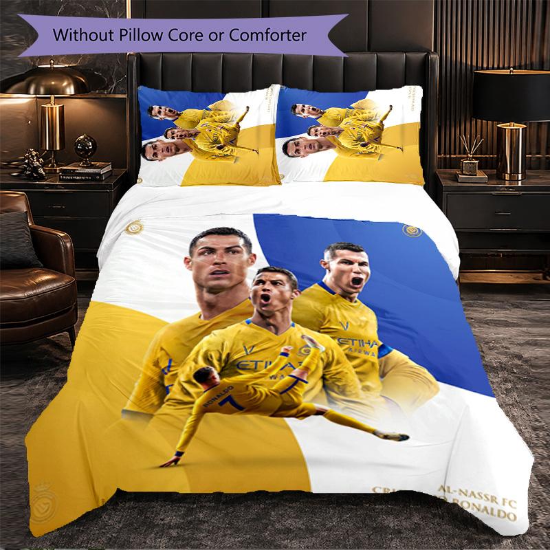 Set Lenzuola 3 Pezzi con Fantasia Cristiano Ronaldo Morbida Microfibra Copripiumino con Federe per Camera da Letto