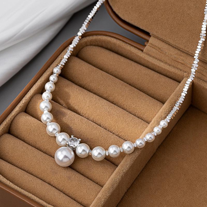 911 Silver Gypsy Pearl Necklace Accessories Women's Summer Premium Sweater Chain Light Luxury Neck Chain Collarbone Chain