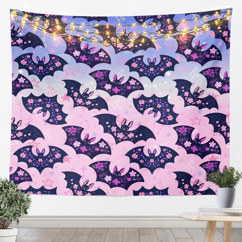 Butterfly Tapestry Glitter Diamonds Print Wall Art Luxury Elegant Blue Wall Hanging Blanket for Living Room Bedroom Home Decor