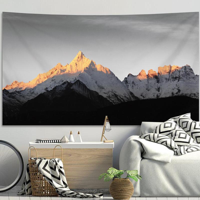 Tapestry Snow Forest Mountain Winter Landscape Wall Decoration Bedroom and Living Room Decorative Tapestry 100X70CM